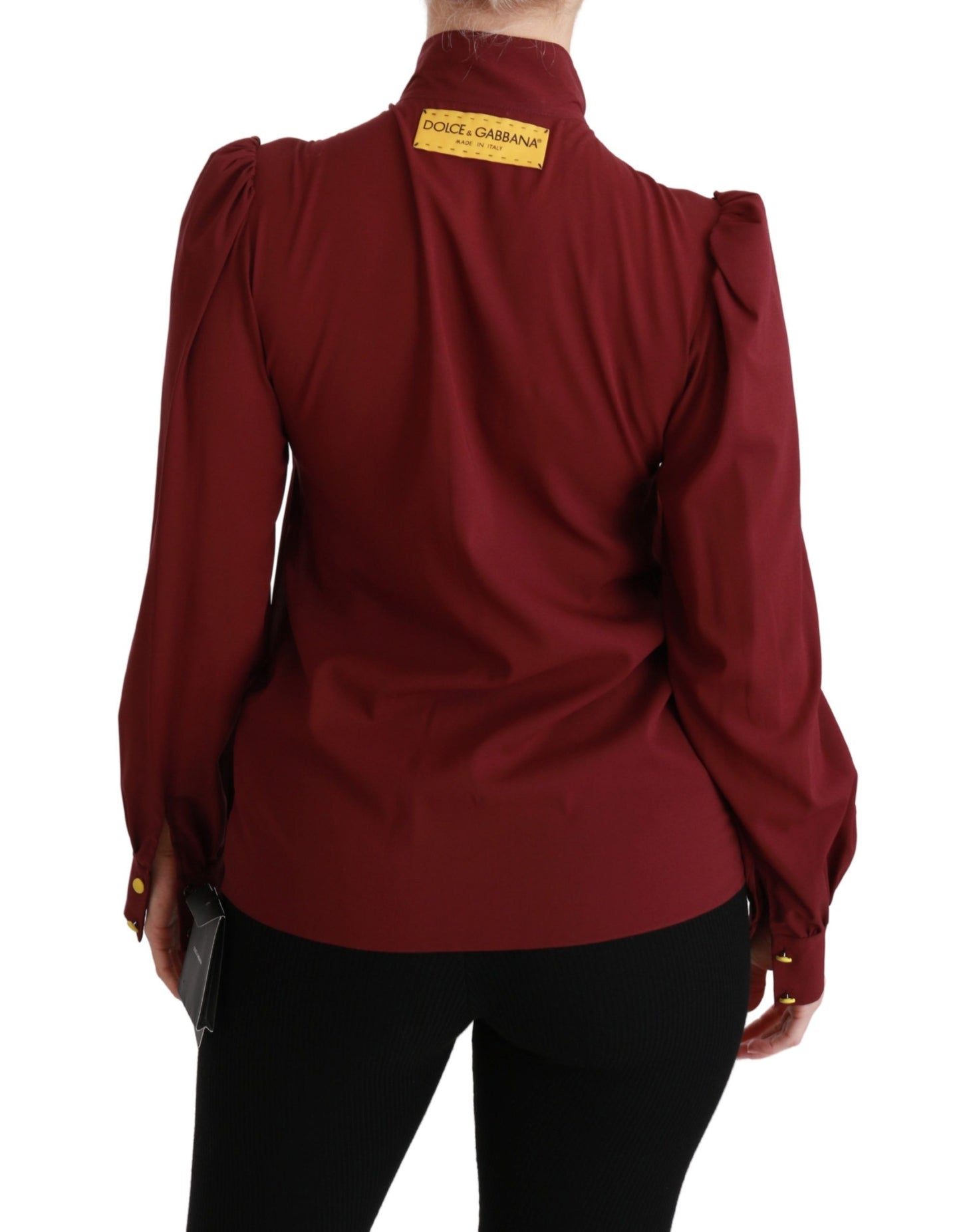 Elegant Maroon Silk Blend Polo Blouse