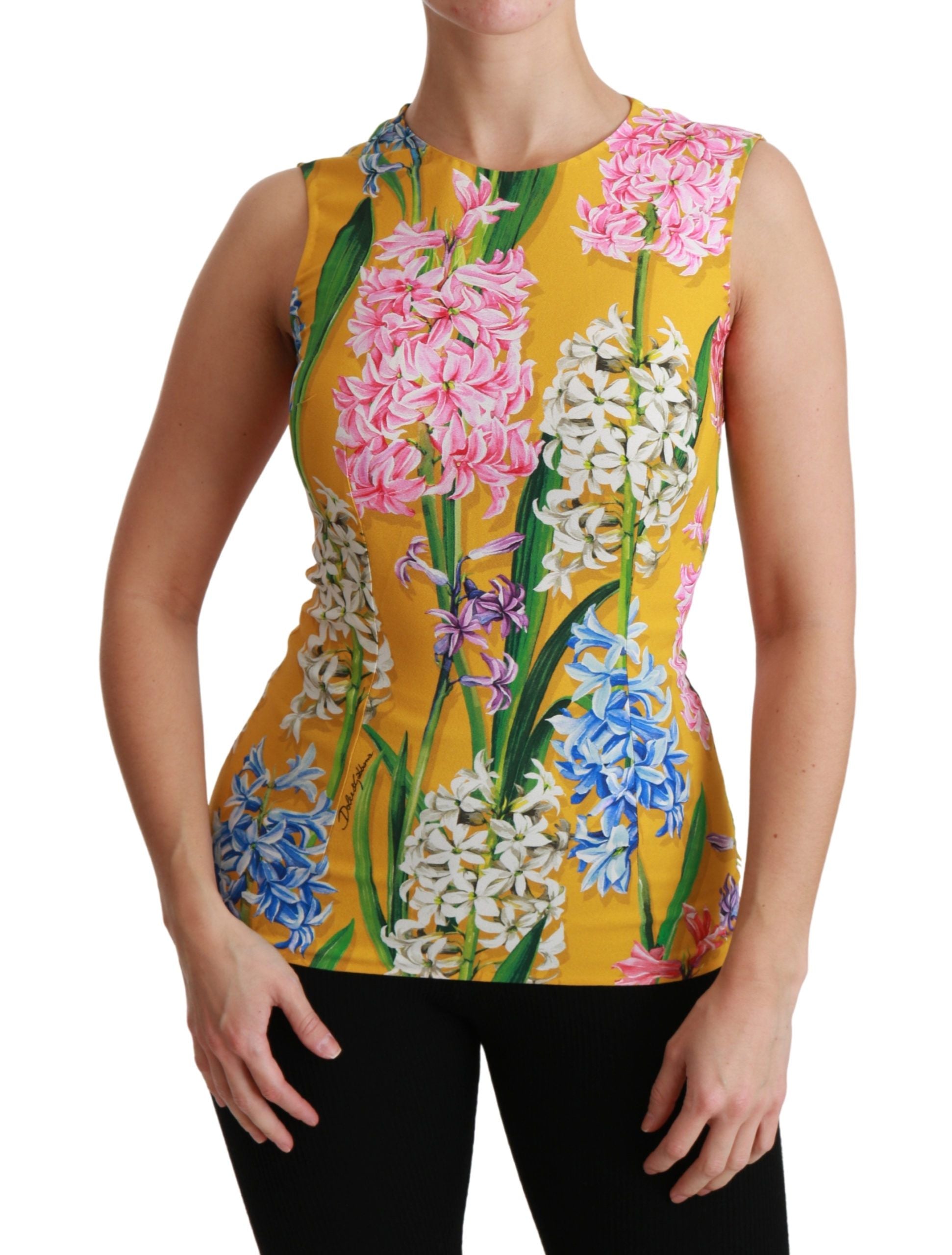 Blusa sin mangas con cuello redondo y estampado floral Sunshine