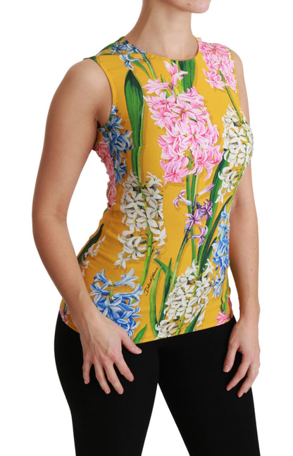 Sunshine Floral Crewneck Sleeveless Blouse