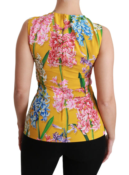 Blusa sin mangas con cuello redondo y estampado floral Sunshine