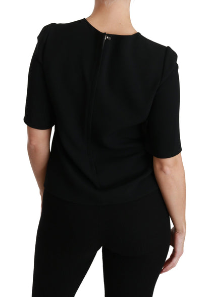 Blusa elástica negra elegante