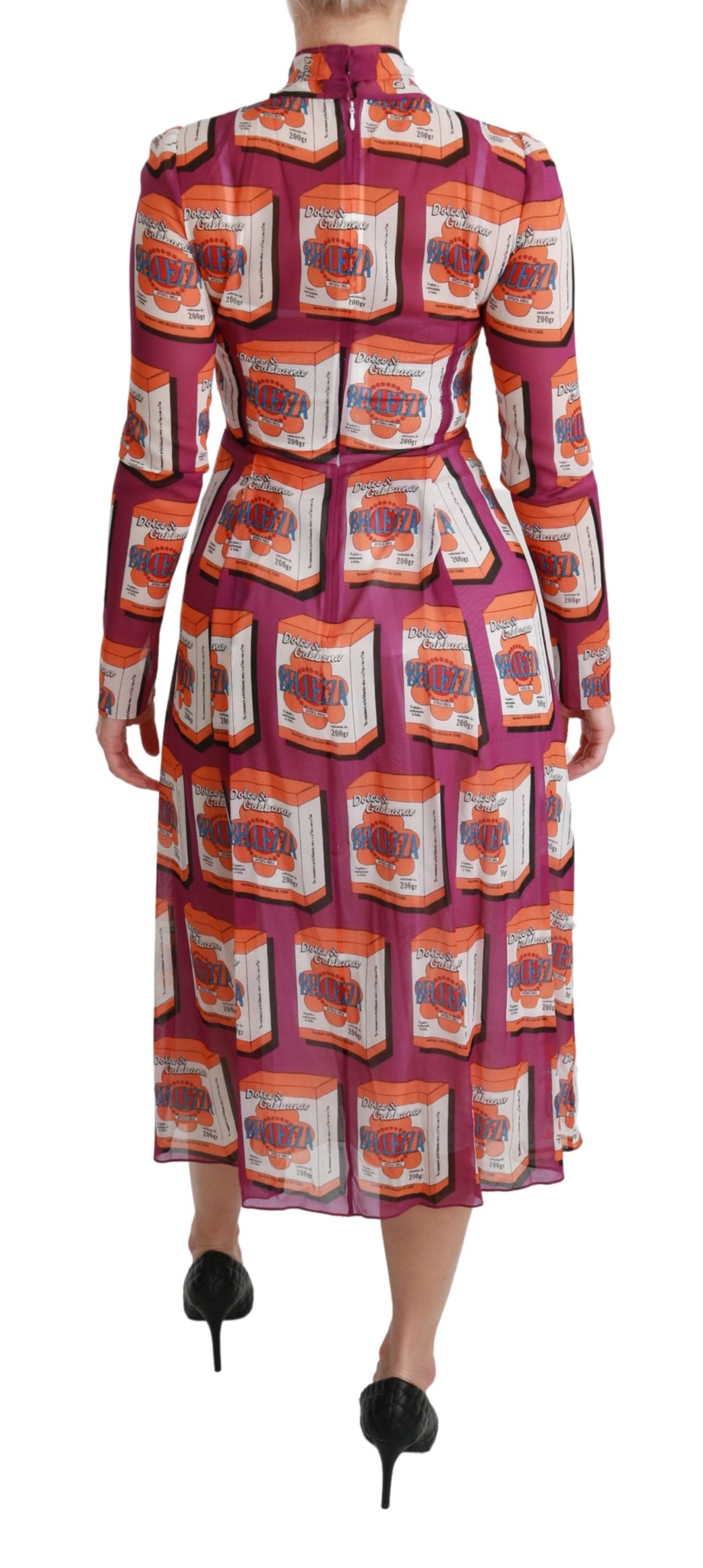 Elegante zijden maxi-jurk met Bellezza-print