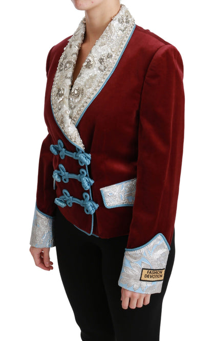 Opulent Red Baroque Detail Blazer