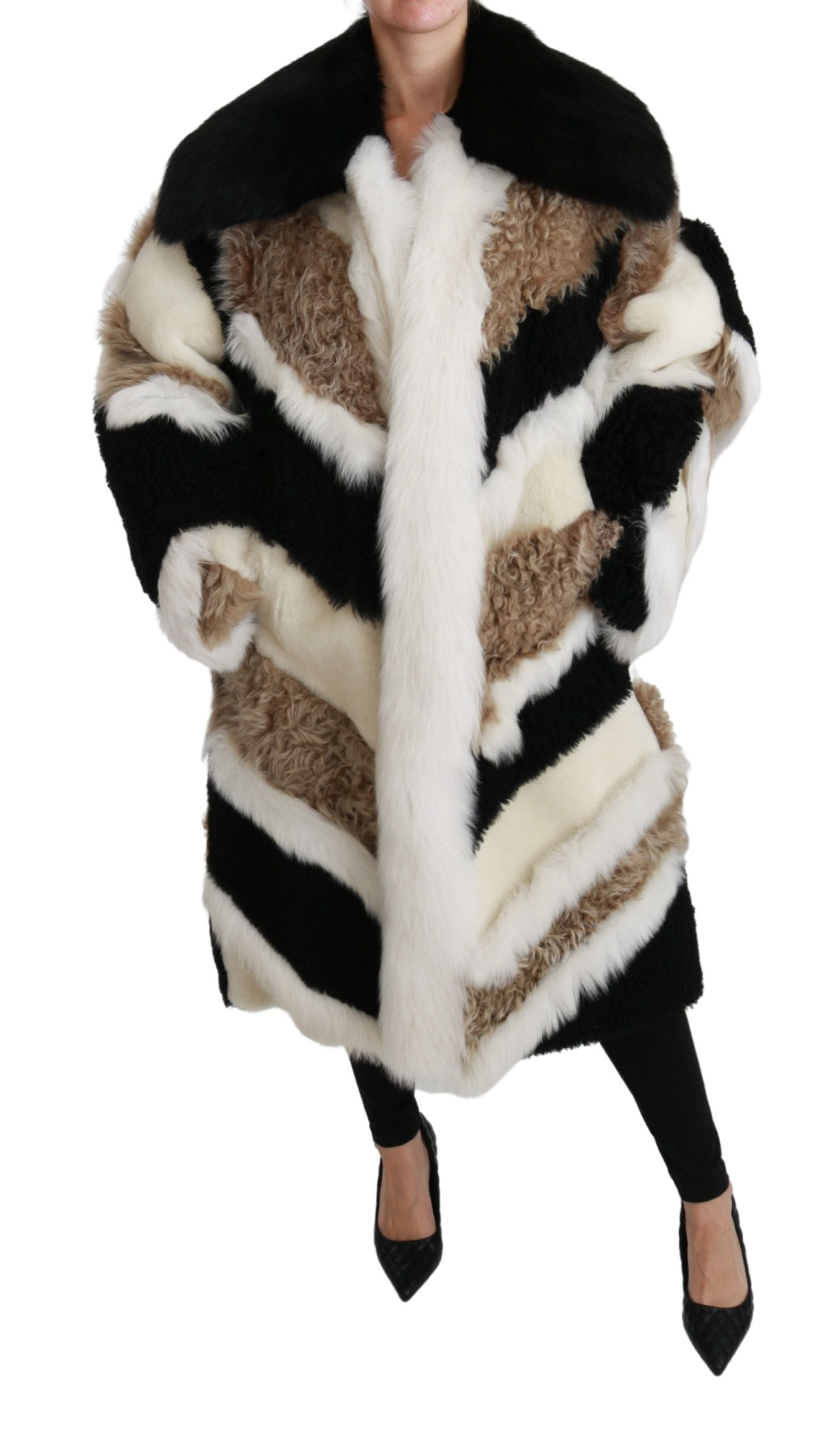 Elegante meerkleurige shearling capejas