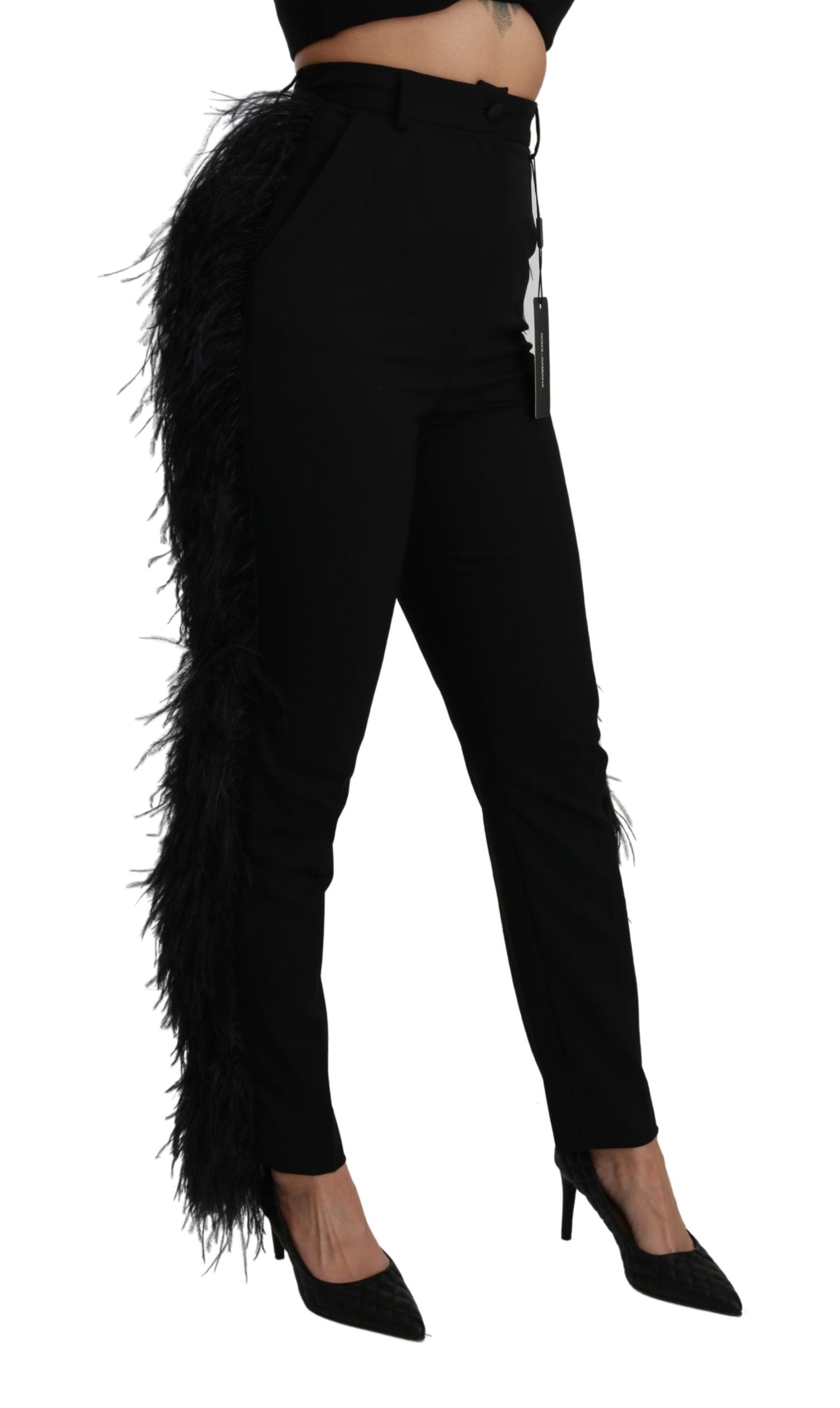 Elegante broek van wolmix met hoge taille