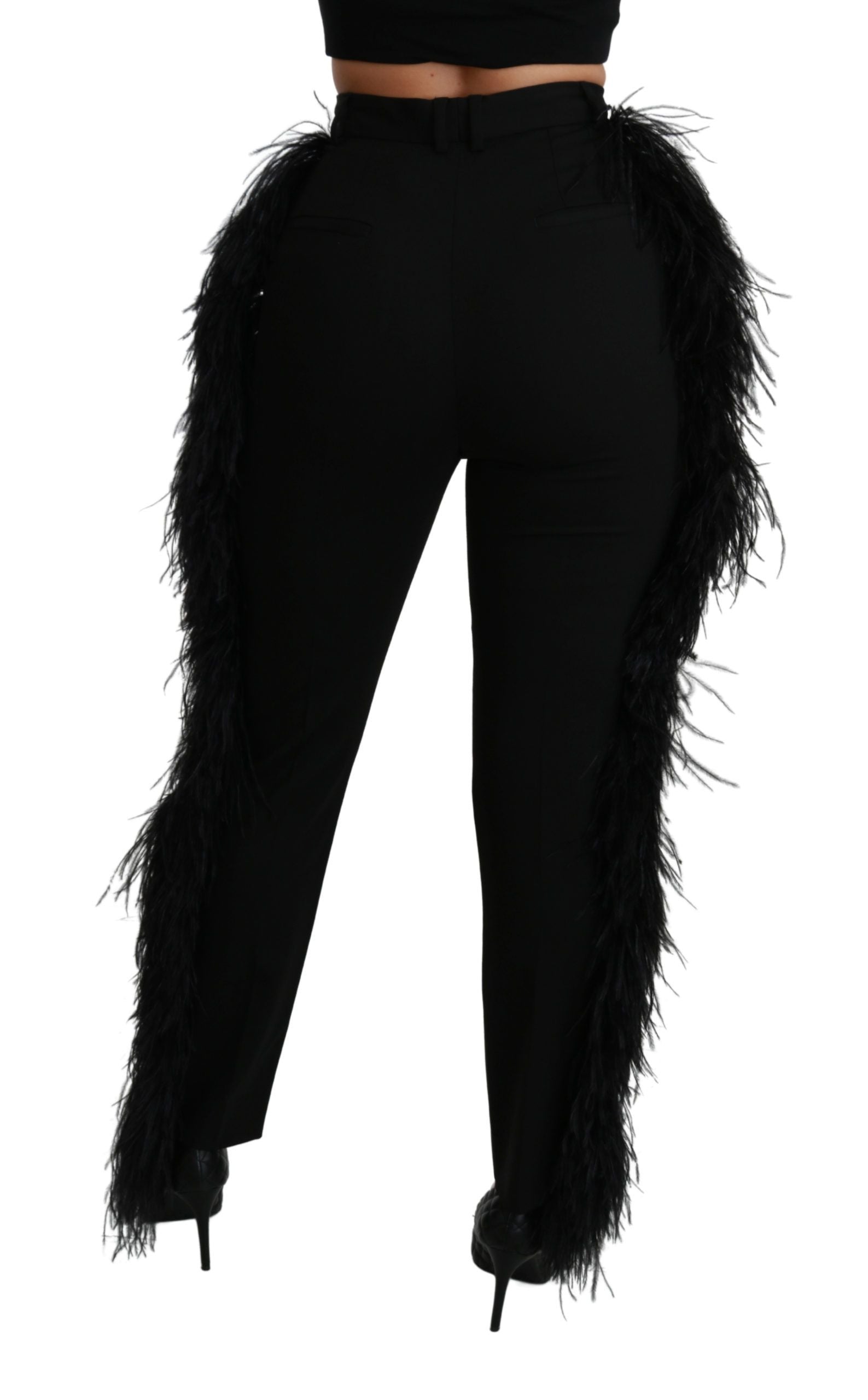 Elegante broek van wolmix met hoge taille