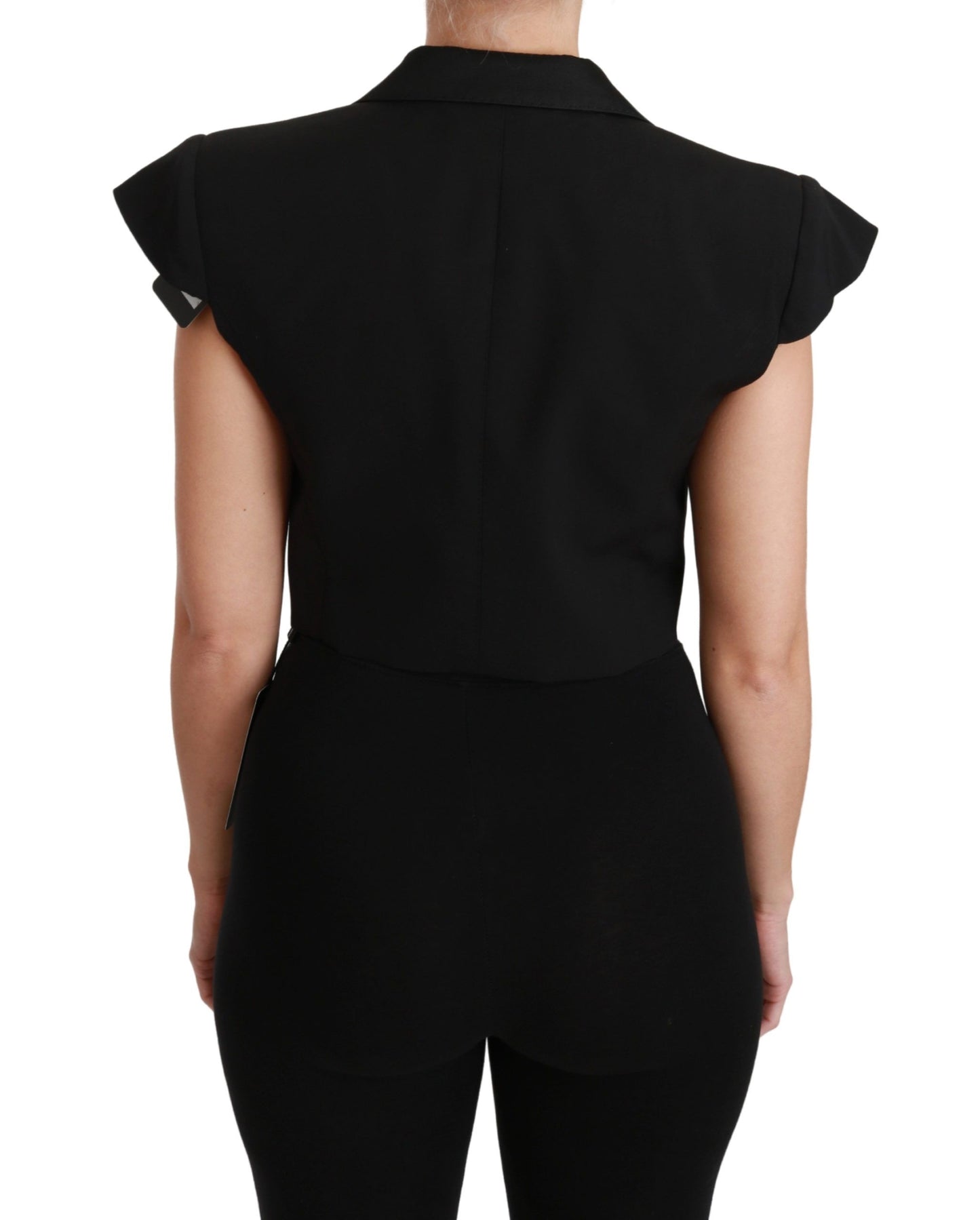 Elegante chaleco tipo blazer corto negro