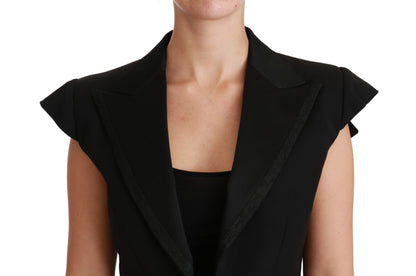 Elegante chaleco tipo blazer corto negro