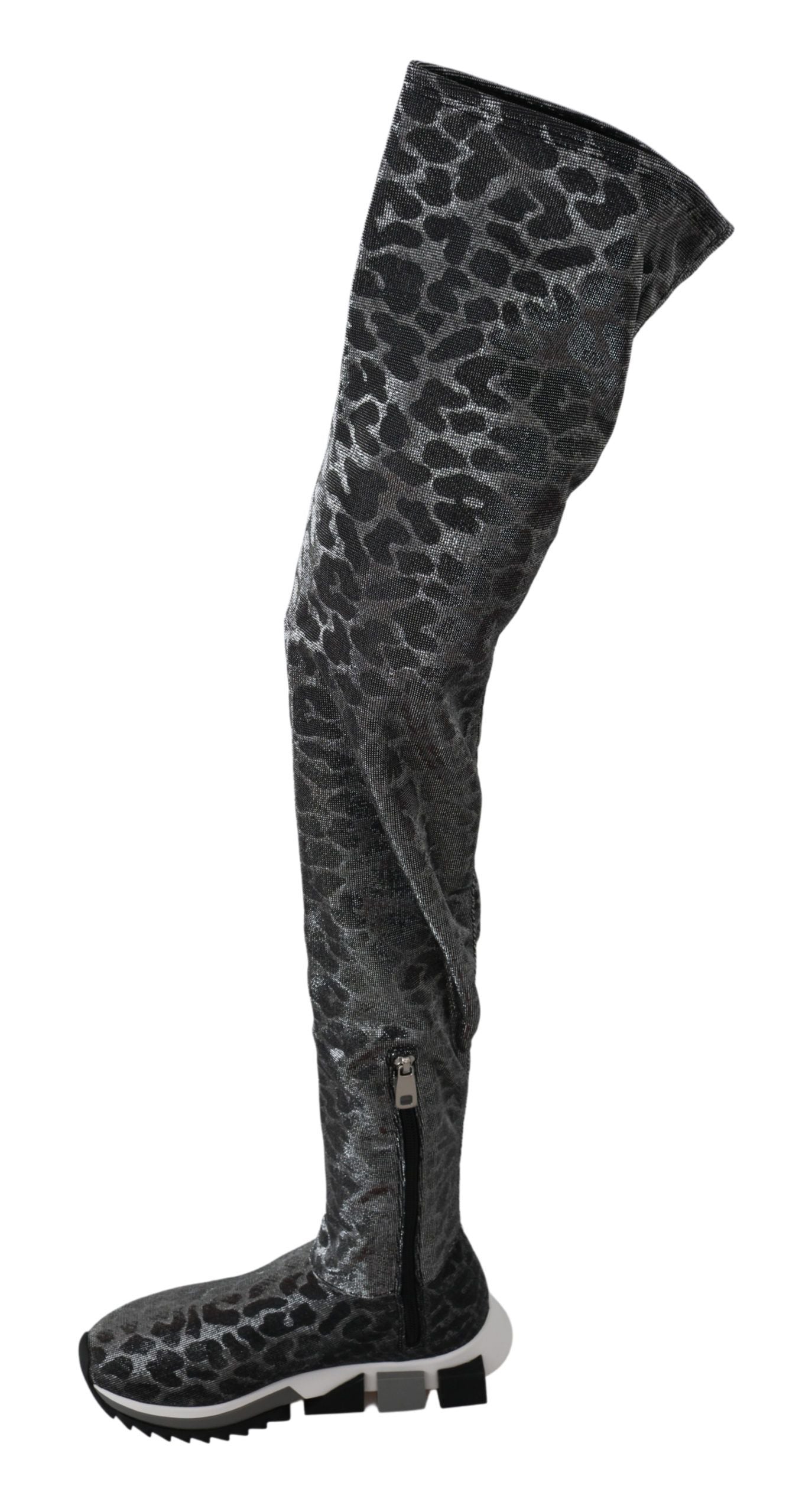 Botines de leopardo elegantes Zapatos por encima de la rodilla