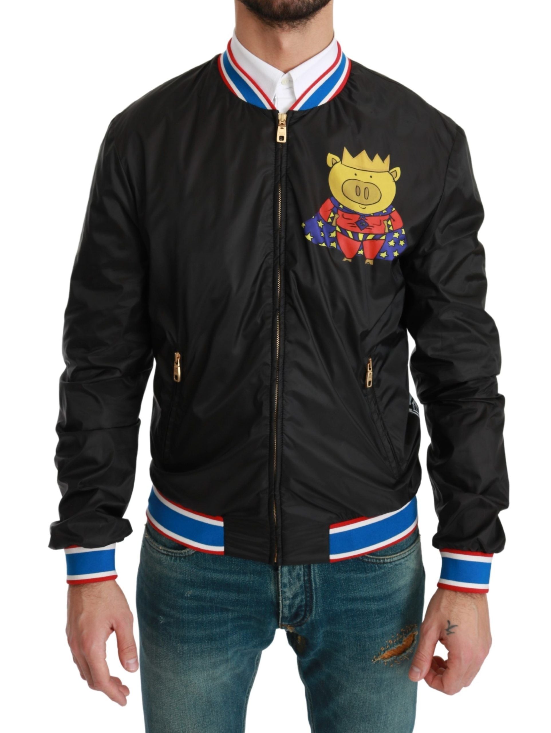 Elegante chaqueta bomber con motivo multicolor