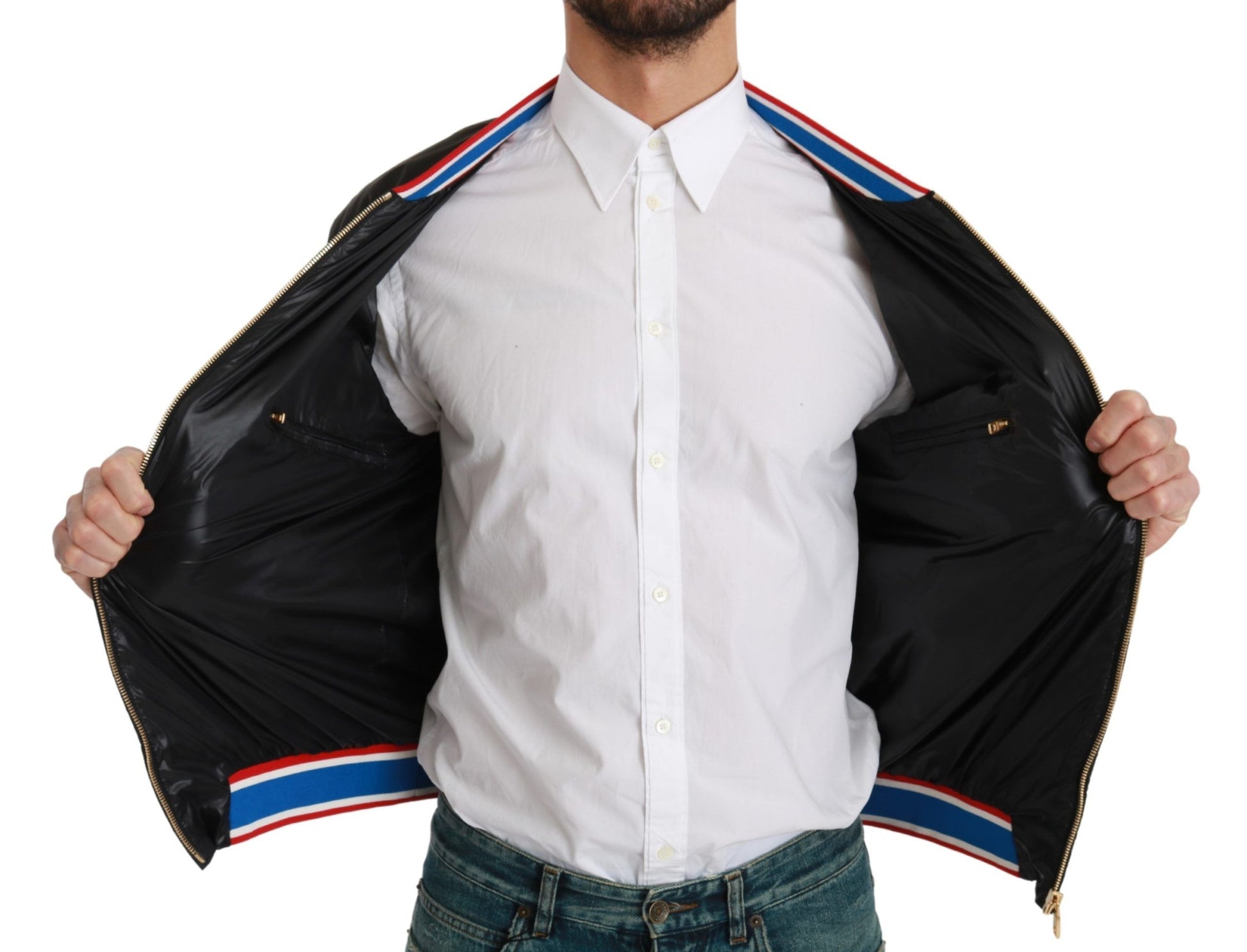 Elegante chaqueta bomber con motivo multicolor