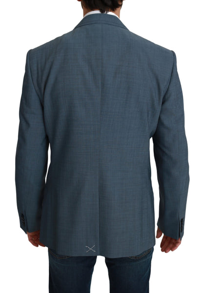 Elegante blazer azul claro de corte slim