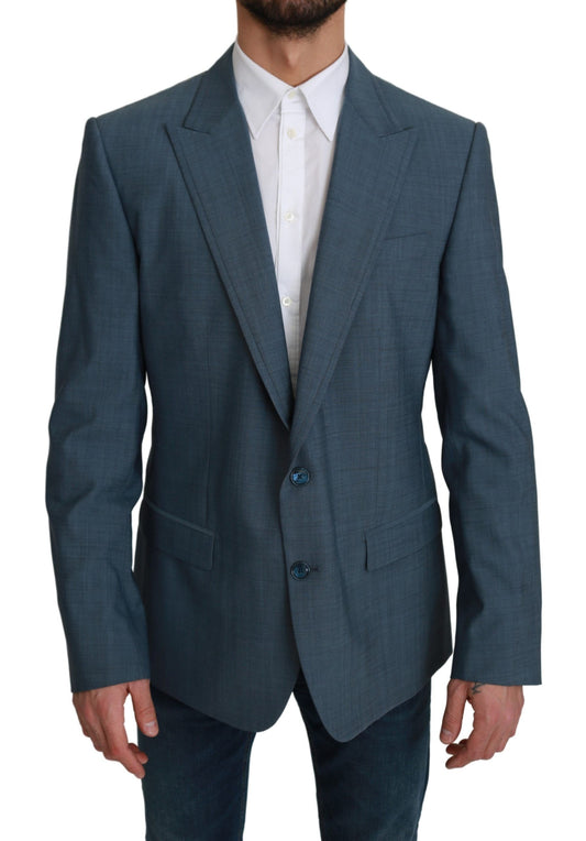 Elegante lichtblauwe slim-fit blazer