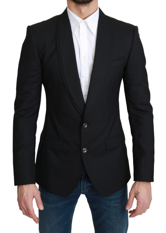 Elegante zwarte formele blazer van scheerwol