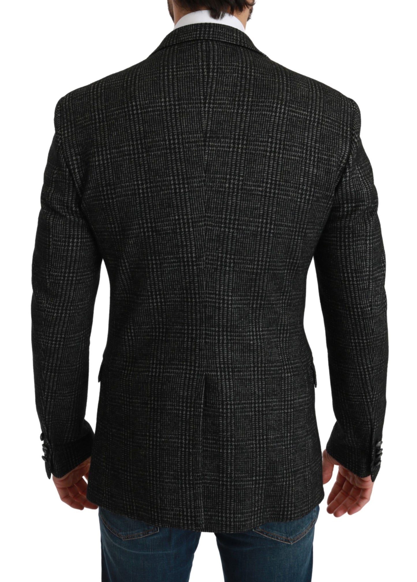 Elegante grijze geruite slim-fit blazer