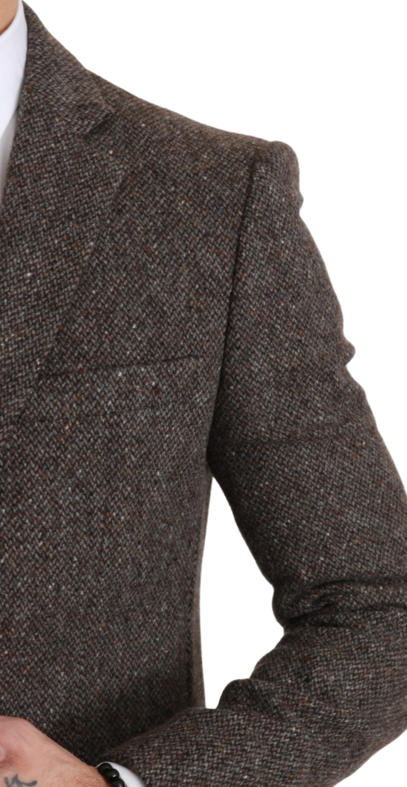 Elegant Brown Slim Fit Wool Blend Blazer