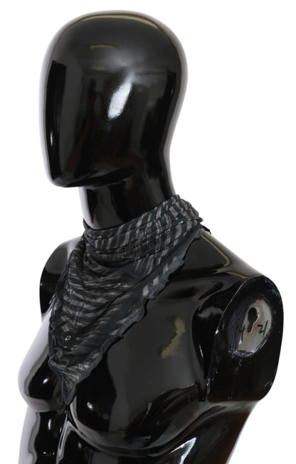 Elegant Black Striped Men's Viscose Scarf