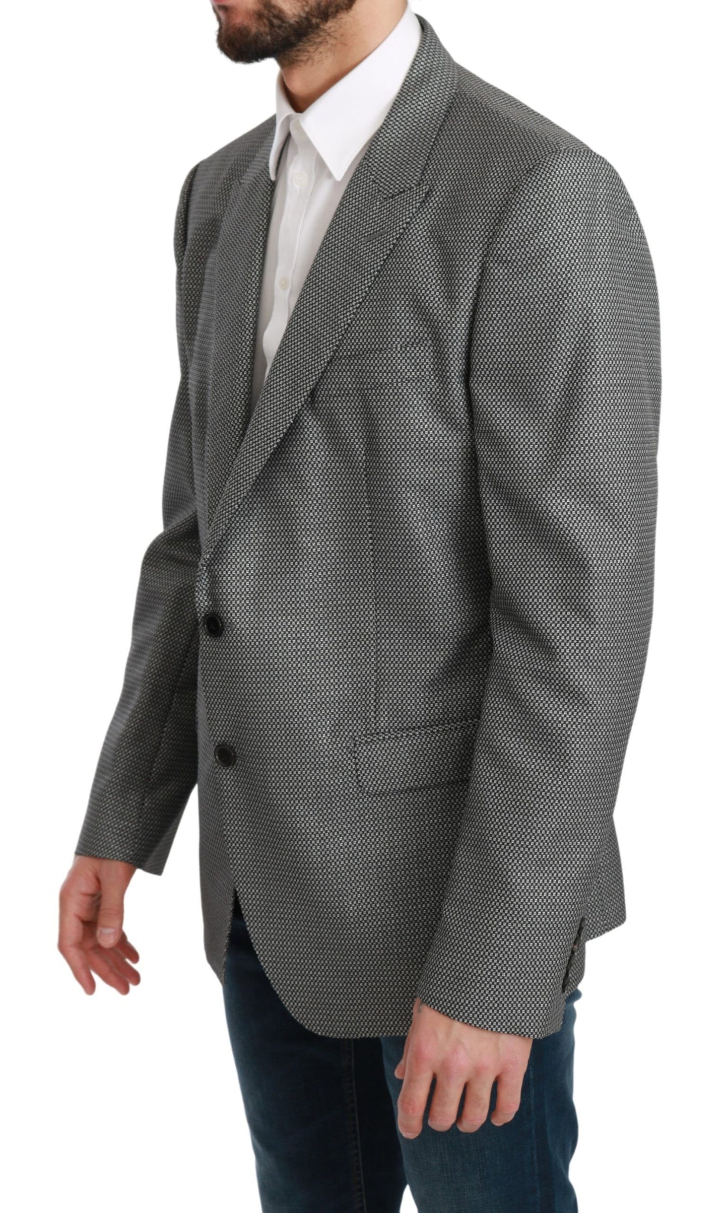 Blazer de corte slim con estampado de fantasía gris elegante