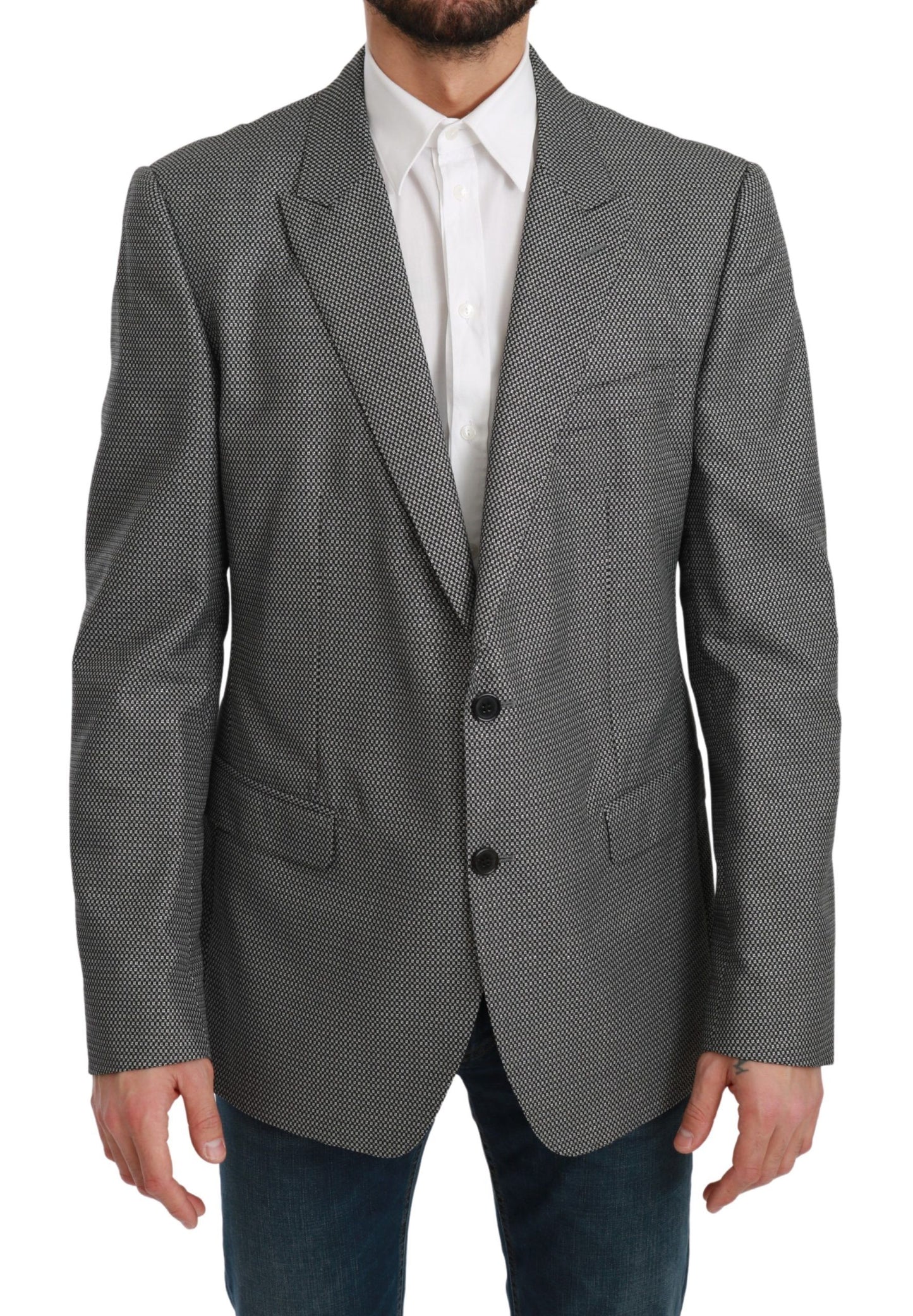 Blazer de corte slim con estampado de fantasía gris elegante