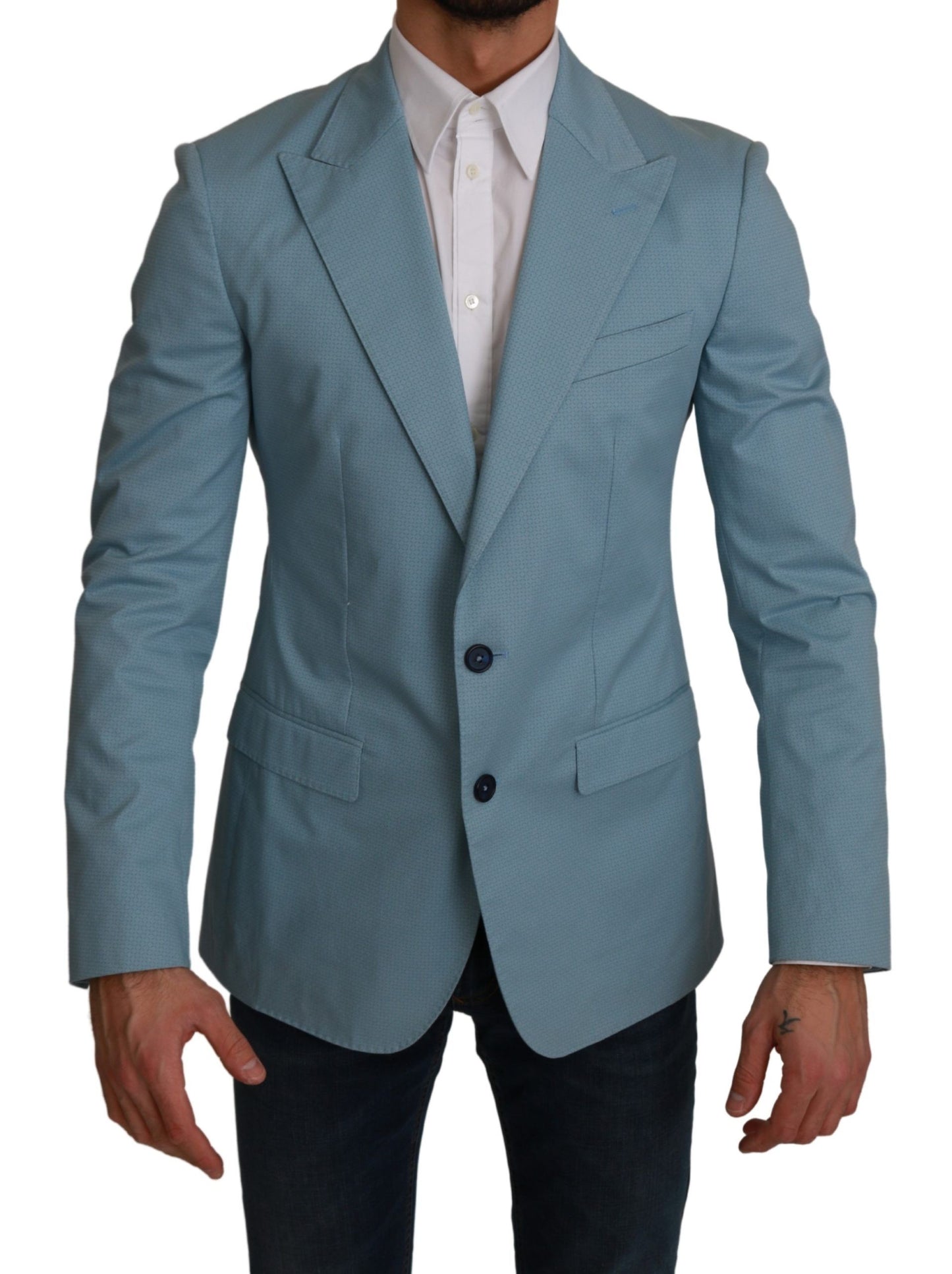 Elegante blazer azul con estampado de fantasía