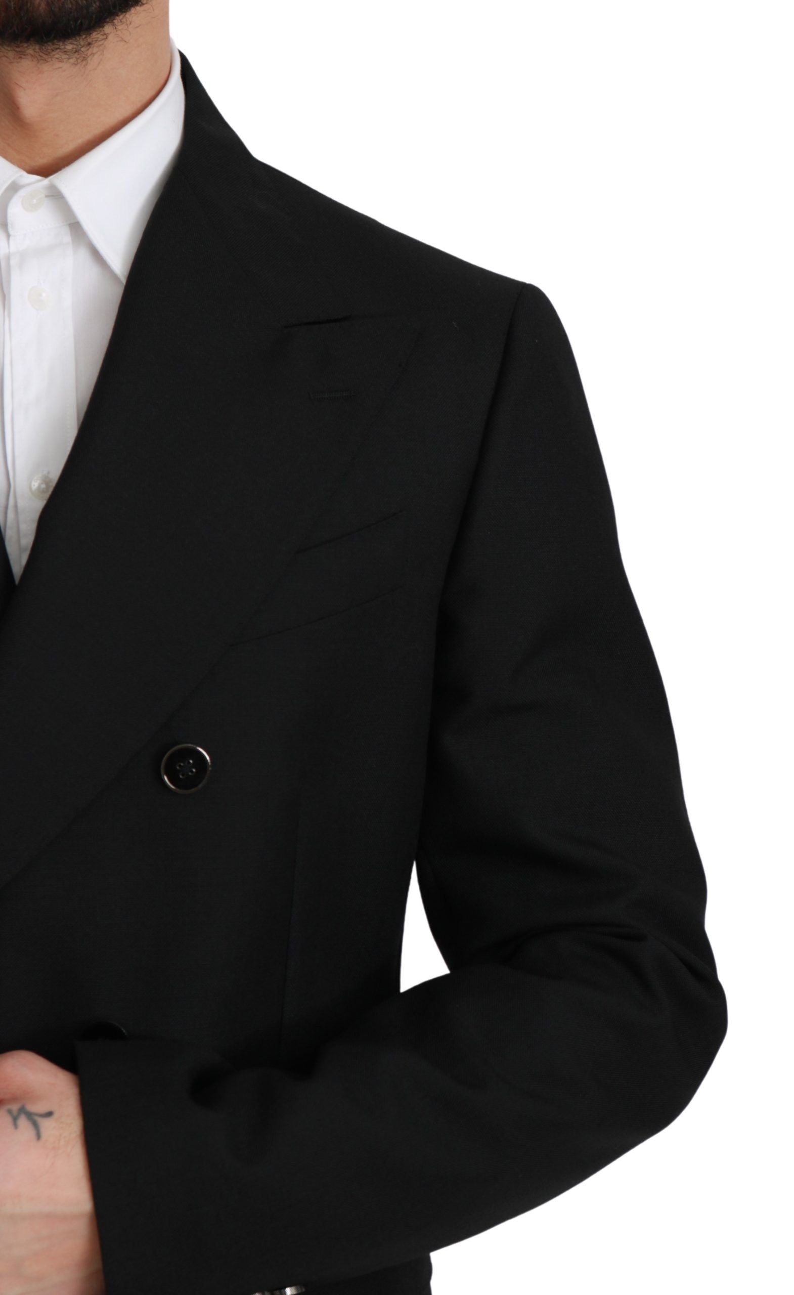 Elegante blazer formal negro de corte slim