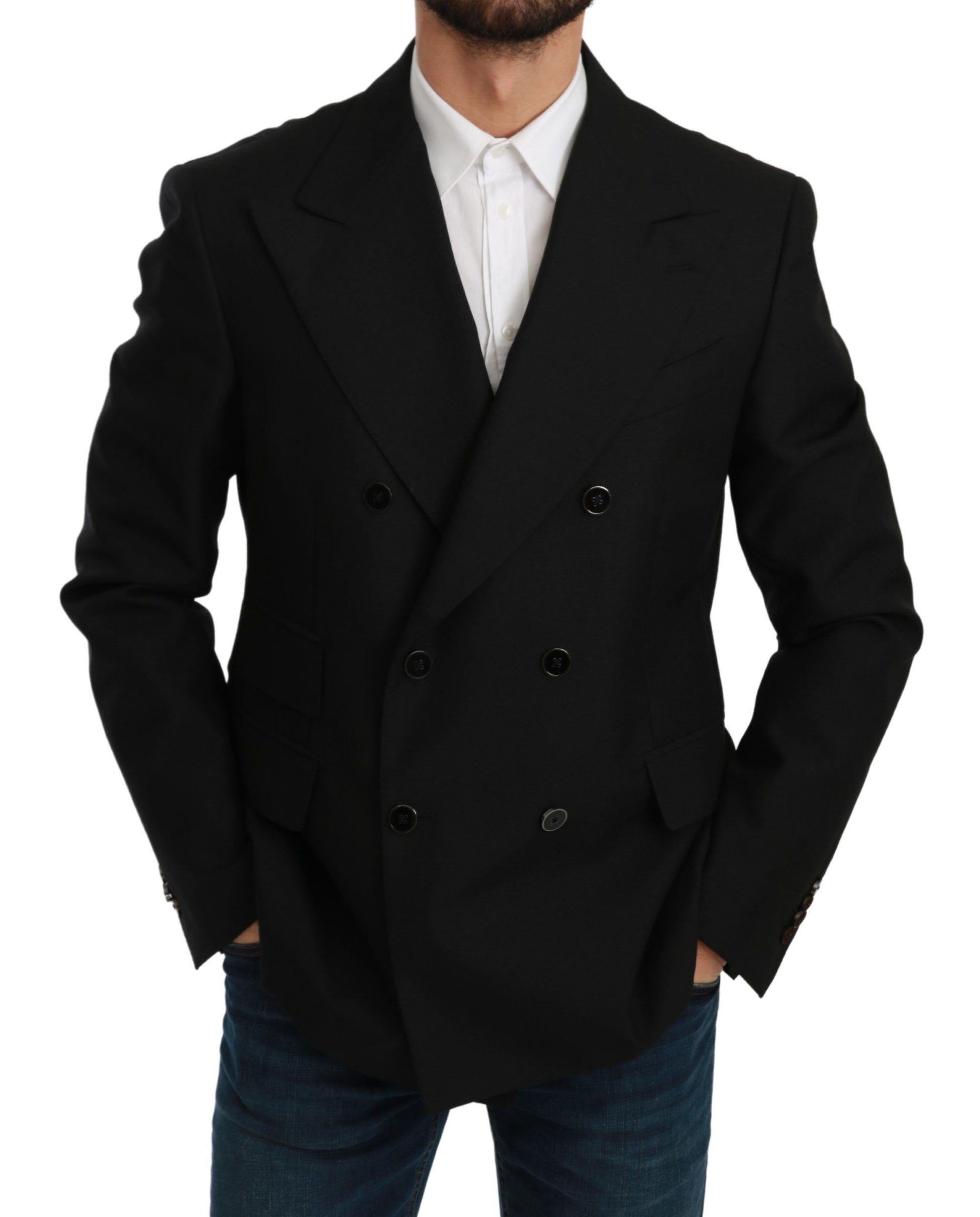 Elegante zwarte slim-fit formele blazer