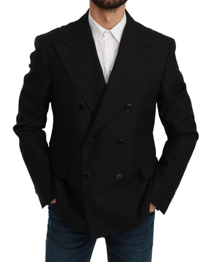 Elegante blazer formal negro de corte slim