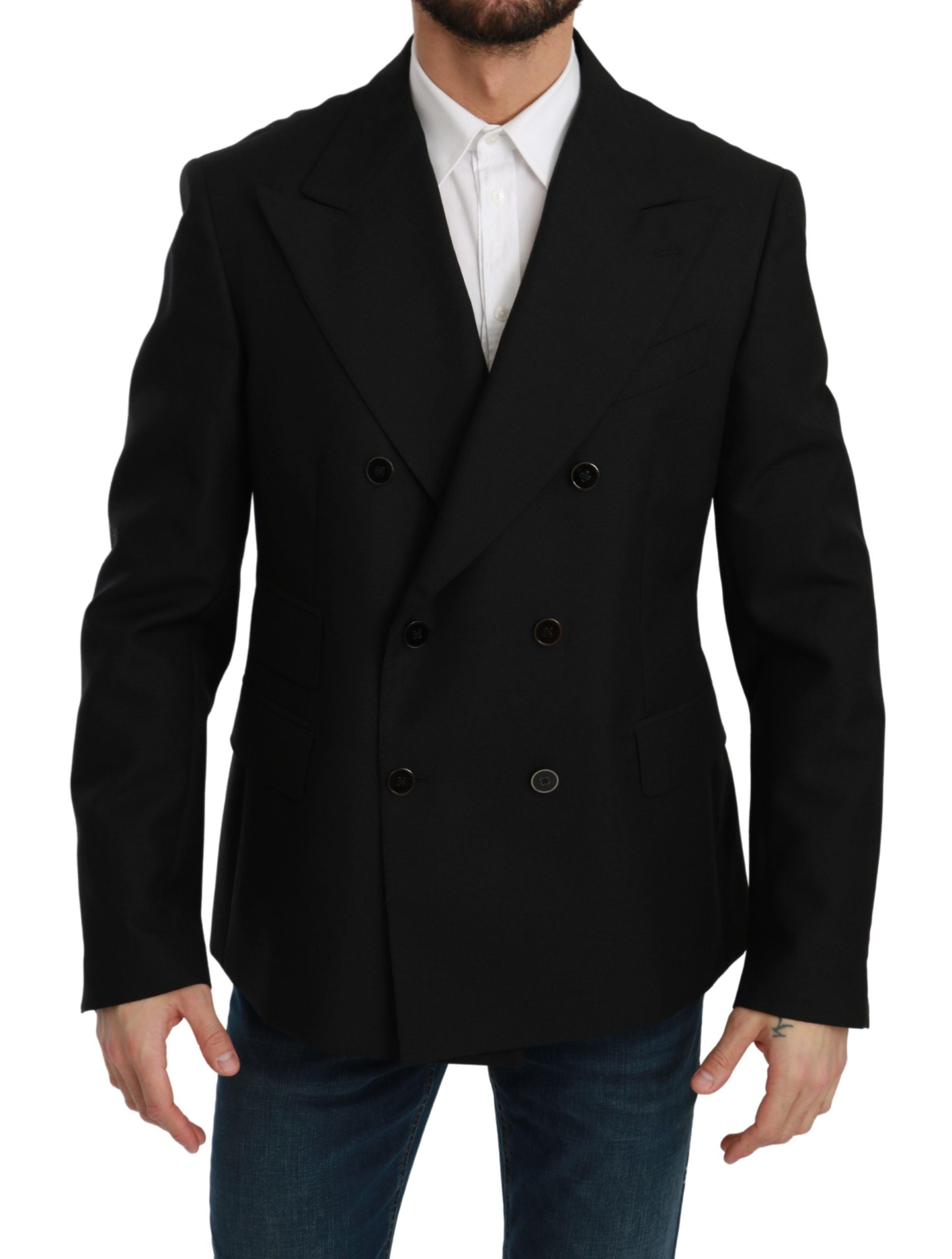 Elegante zwarte slim-fit formele blazer