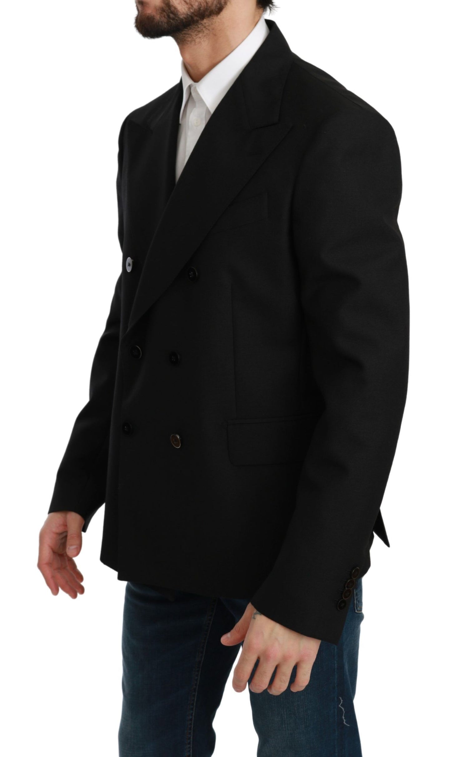 Elegante zwarte slim-fit formele blazer