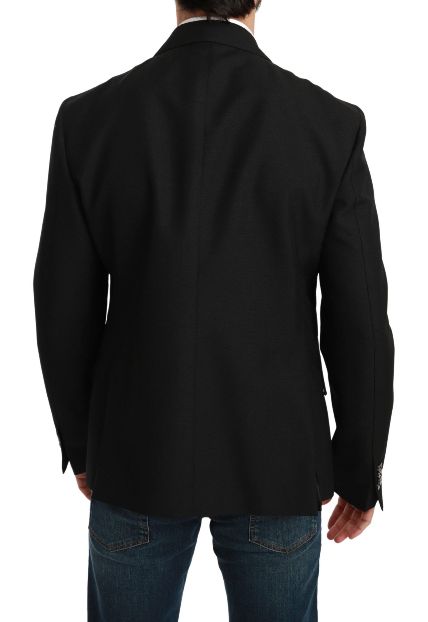 Elegante blazer formal negro de corte slim