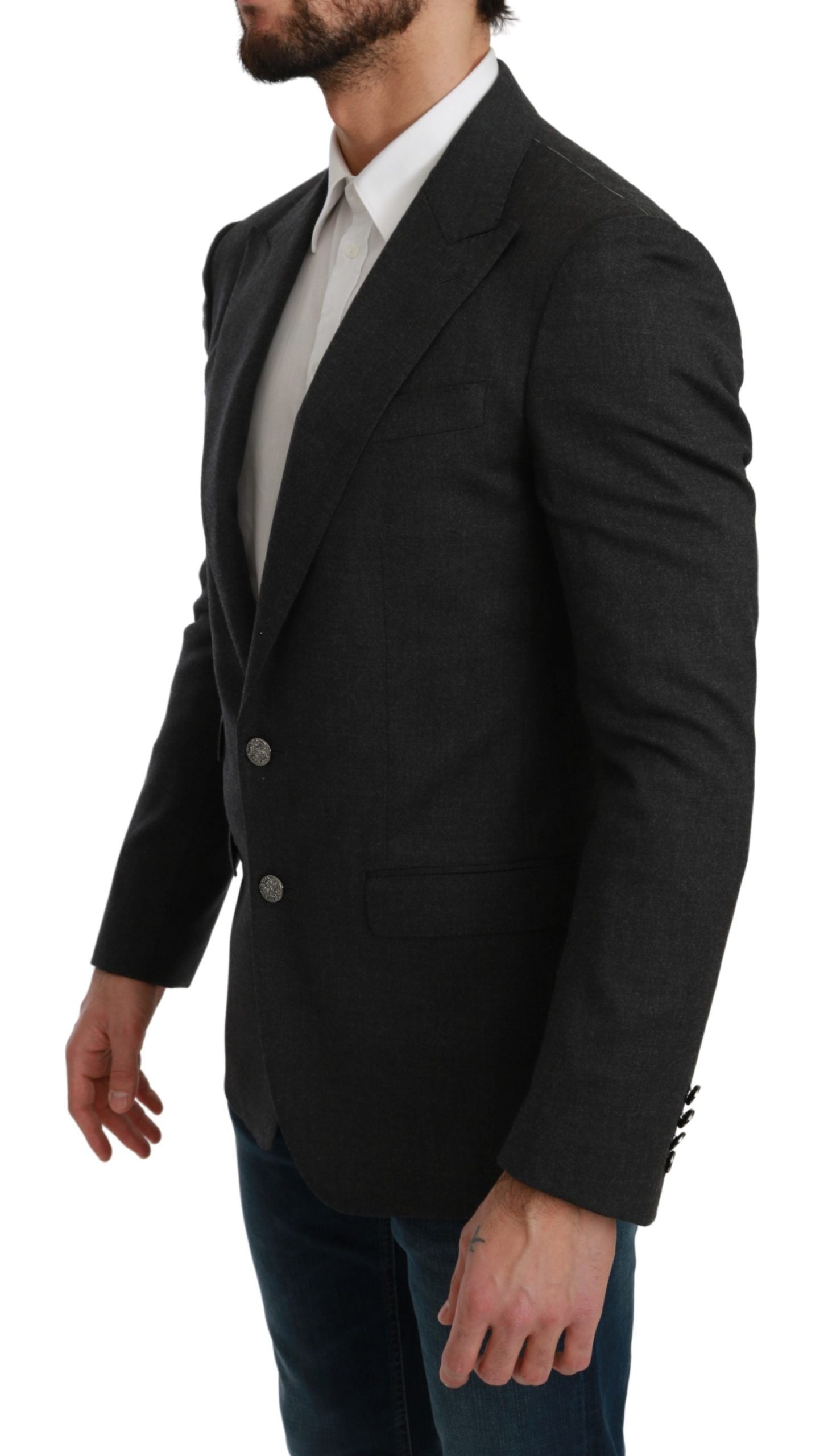 Elegante blazer formal gris de corte slim