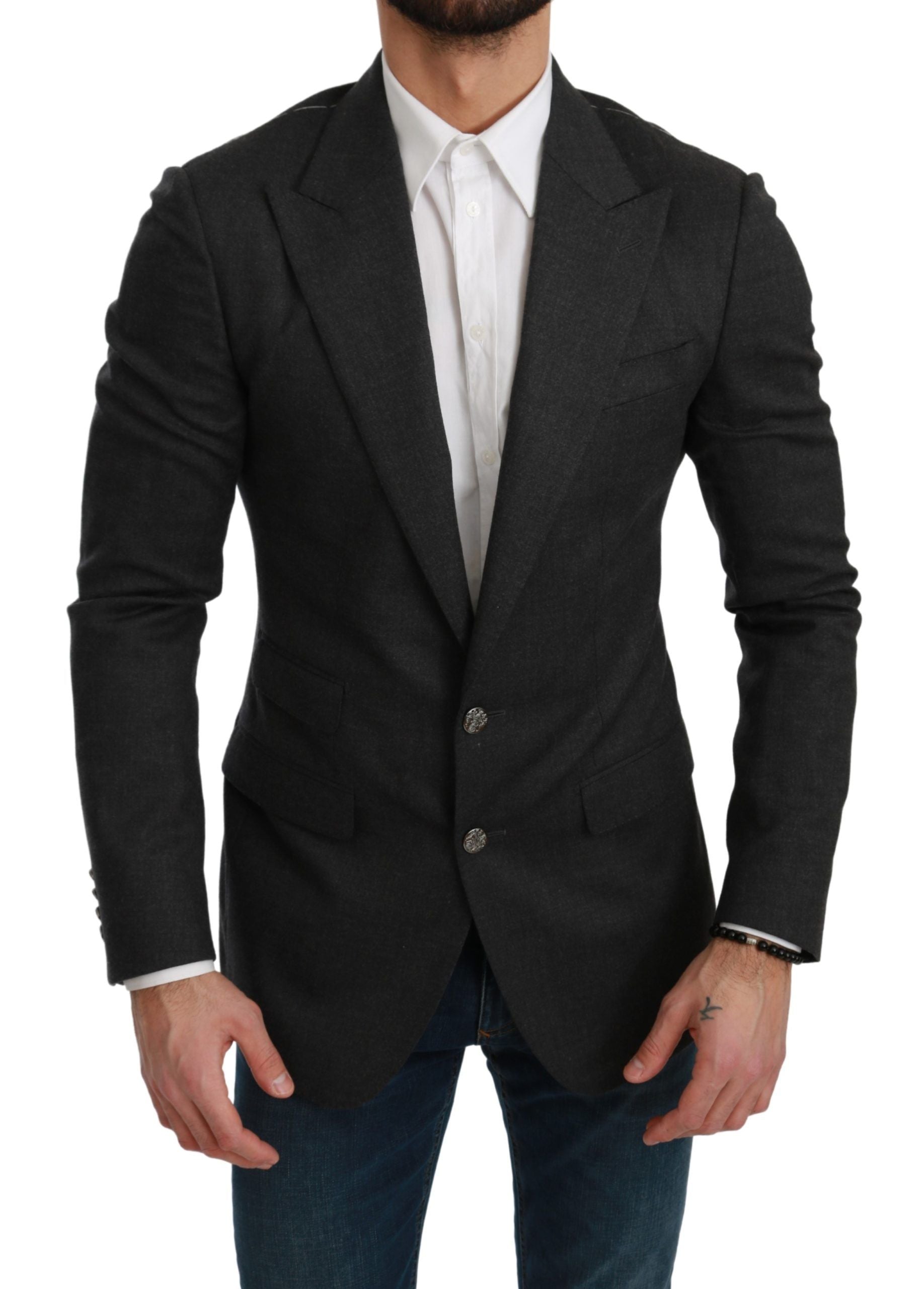 Elegante blazer formal gris de corte slim