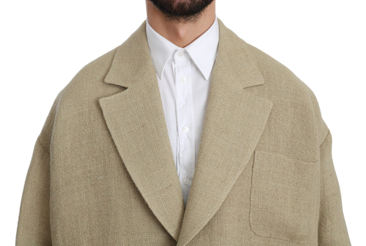 Elegante blazer cruzado de yute beige