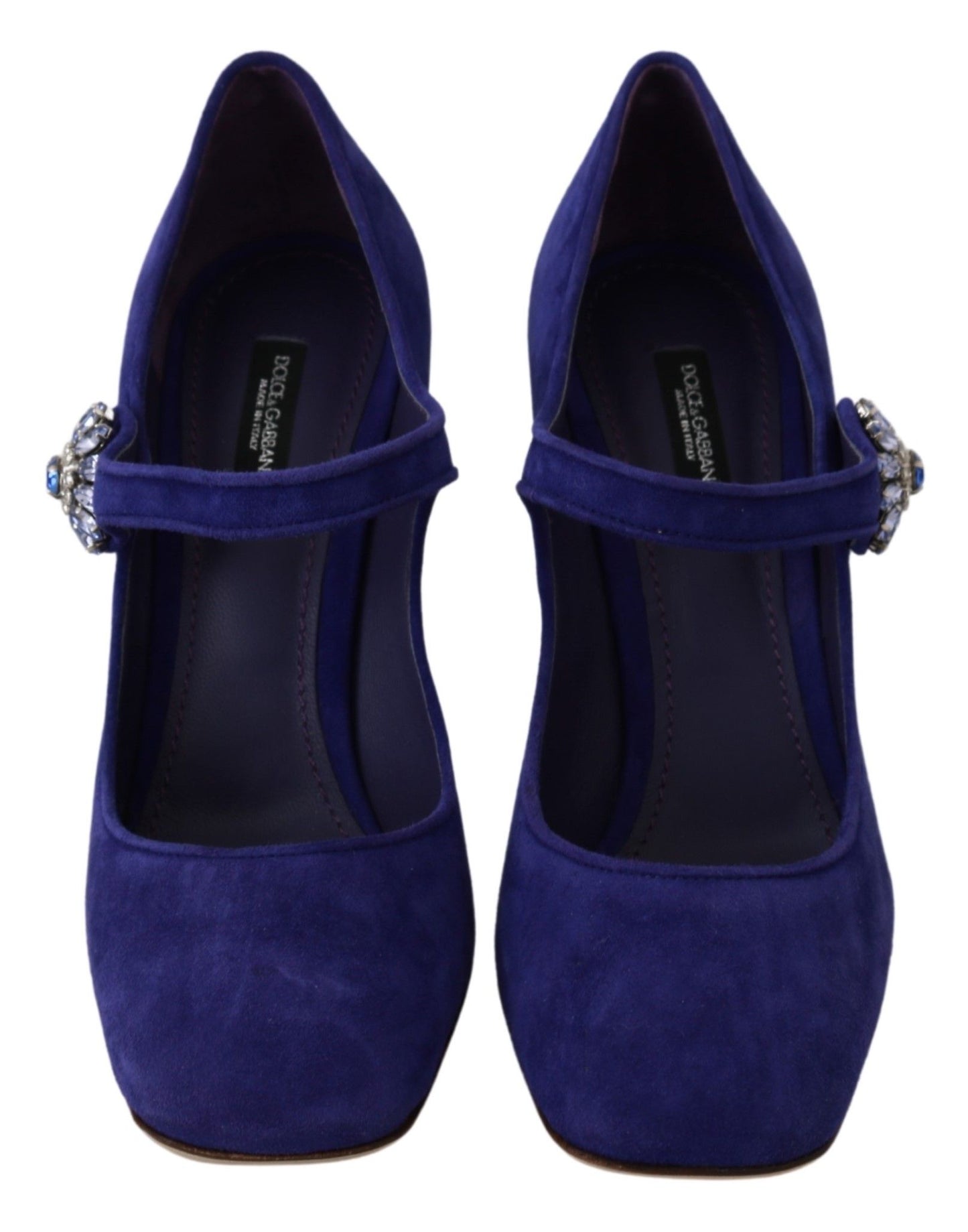 Elegantes zapatos de tacón Mary Jane de ante morado