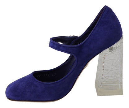 Elegante paarse suède Mary Janes pumps