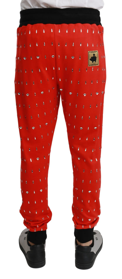 Pantalones deportivos con estampado de alcancía rojo elegante