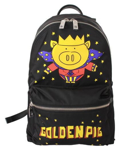 Mochila de lujo con motivo de cerdo dorado