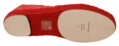 Red Viscose Espadrilles Flat Shoes