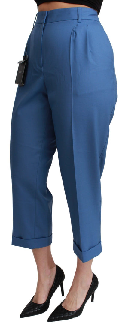 Elegant Pleated Wool Cuffed Trousers