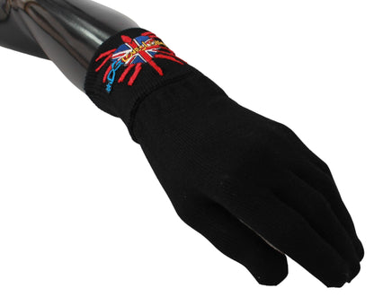 Guantes unisex elegantes de lana virgen negra