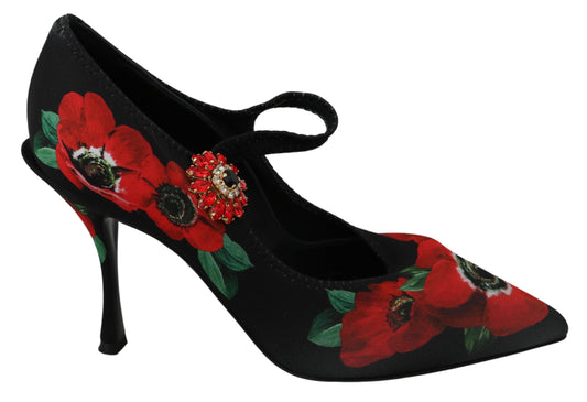 Bloemen Mary Janes-pumps met kristallen details