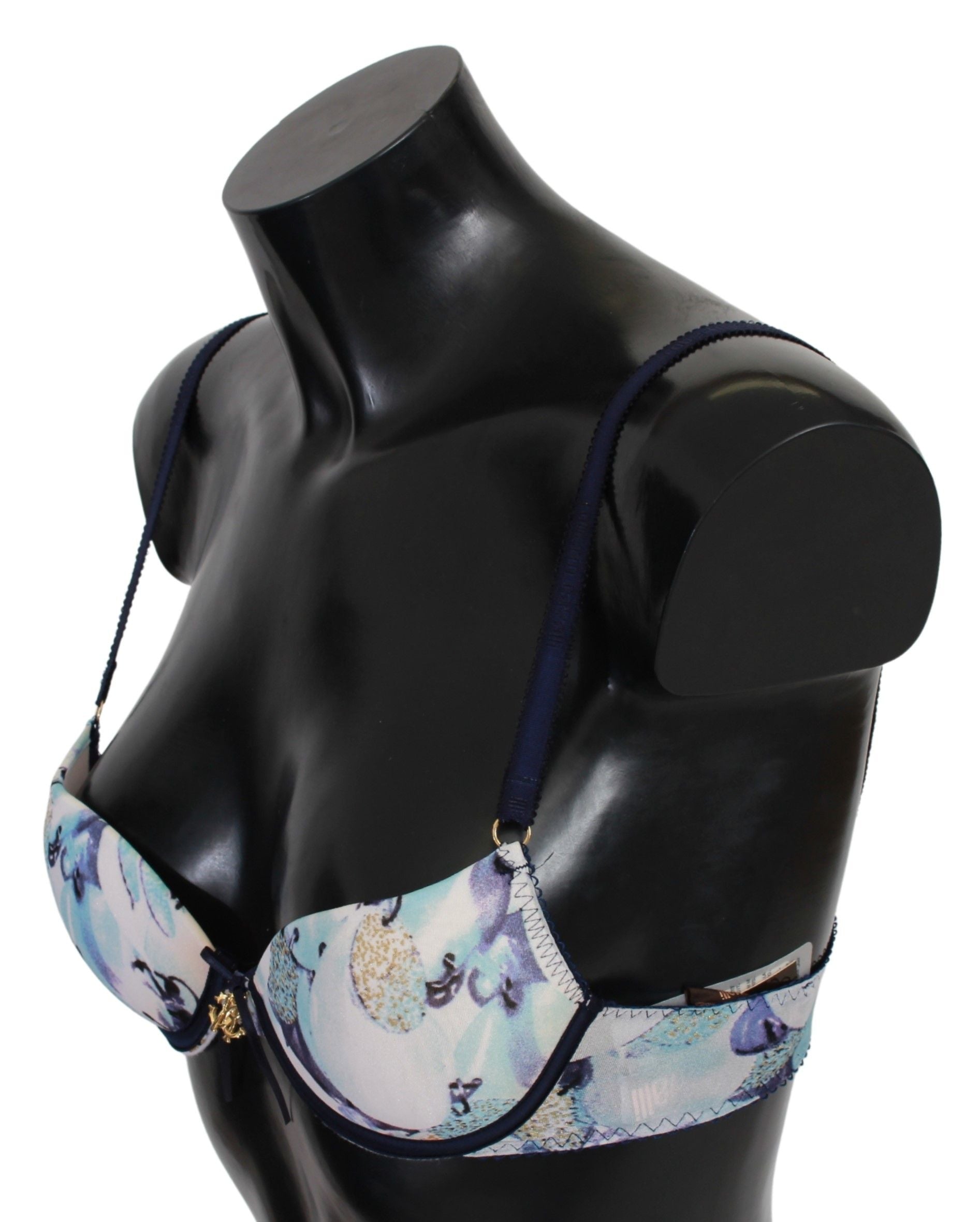 Sujetador Push-Up Elegante Estampado Azul