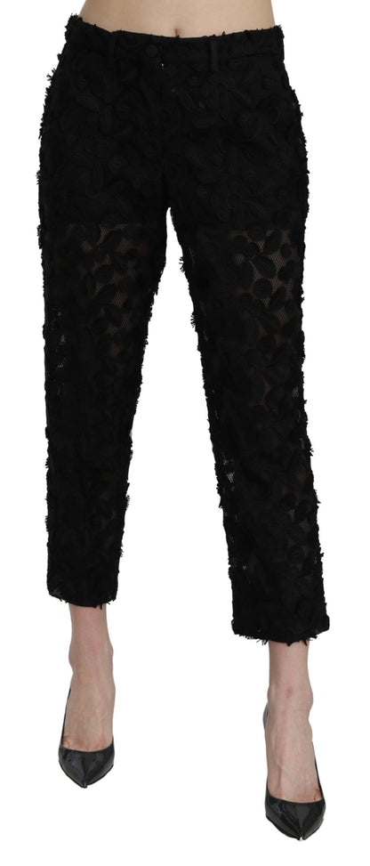 Elegant Straight Cropped Lace Trousers