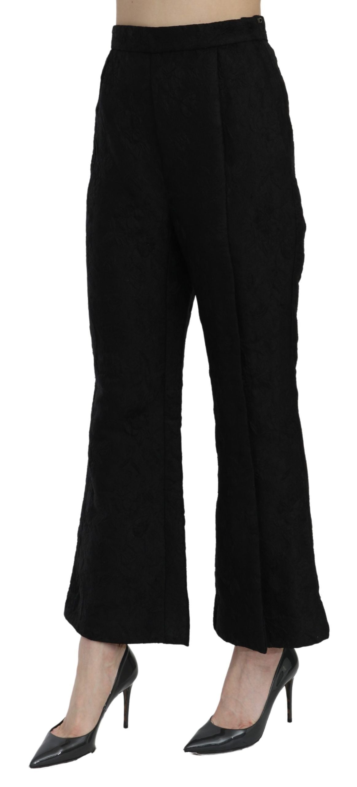 Chique uitlopende cropped broek met hoge taille