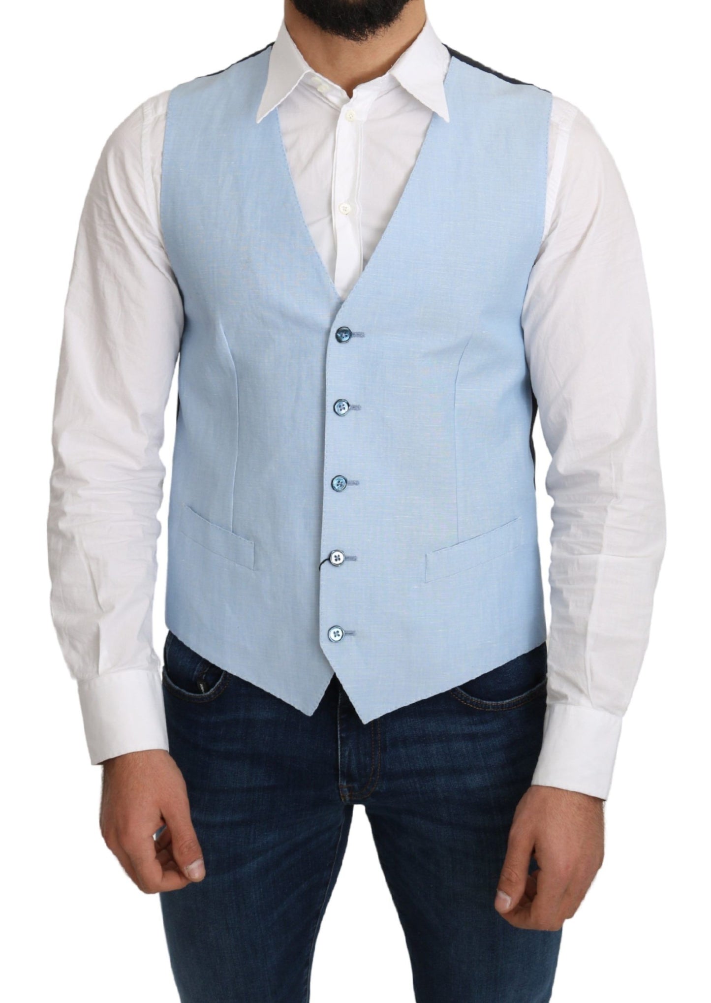 Chaleco formal elegante para hombre azul