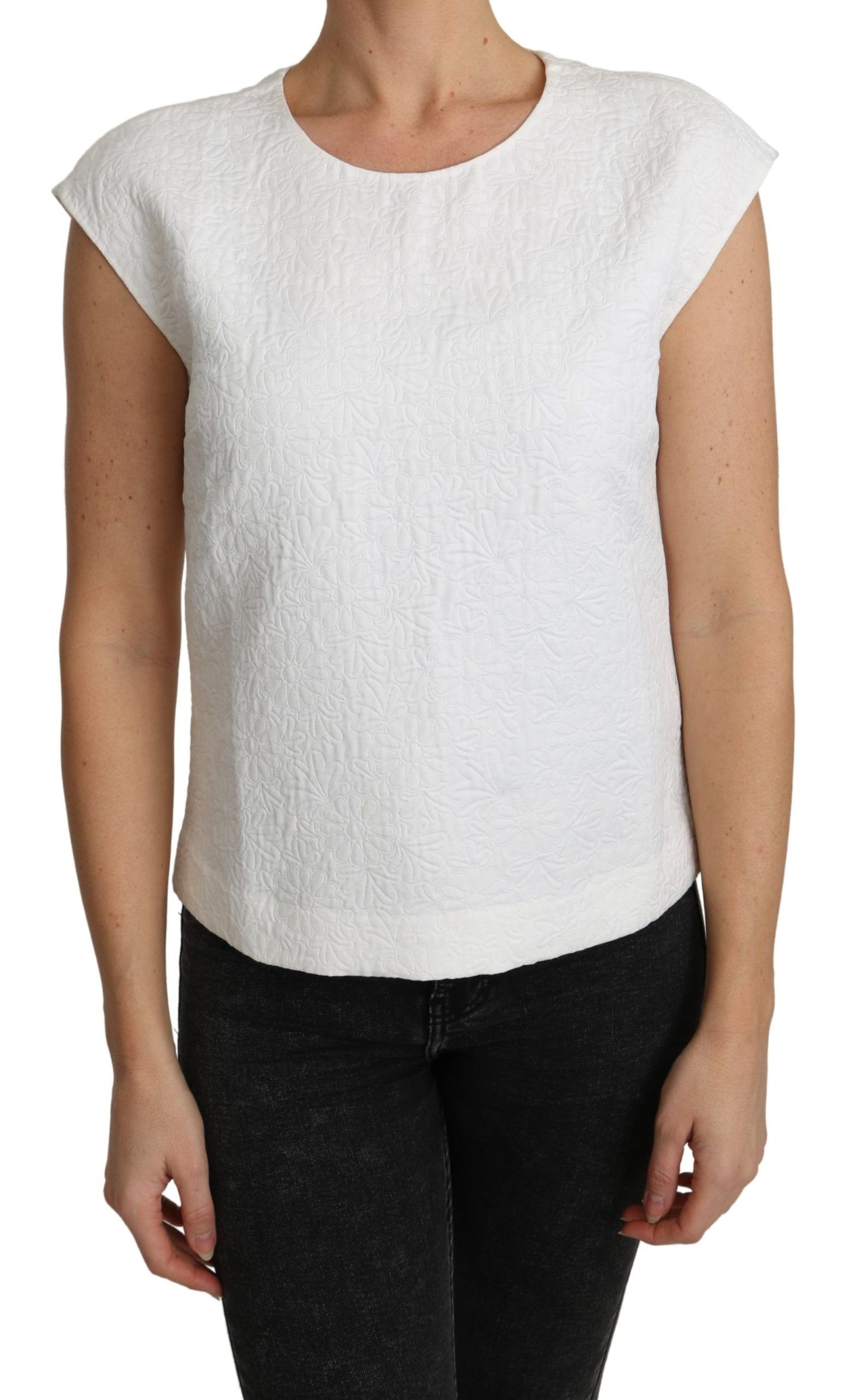 Blusa elegante de mezcla de algodón blanca