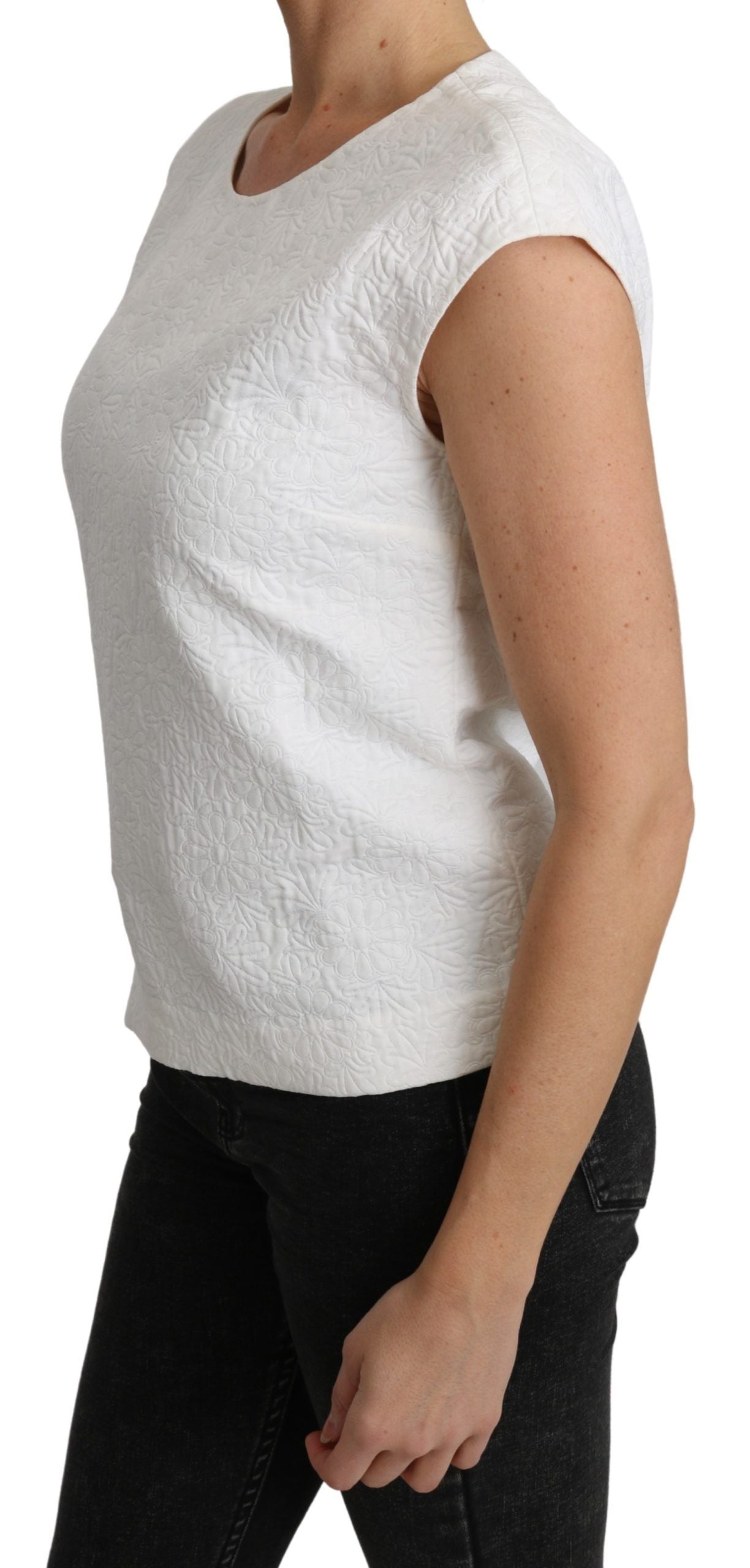 Blusa elegante de mezcla de algodón blanca