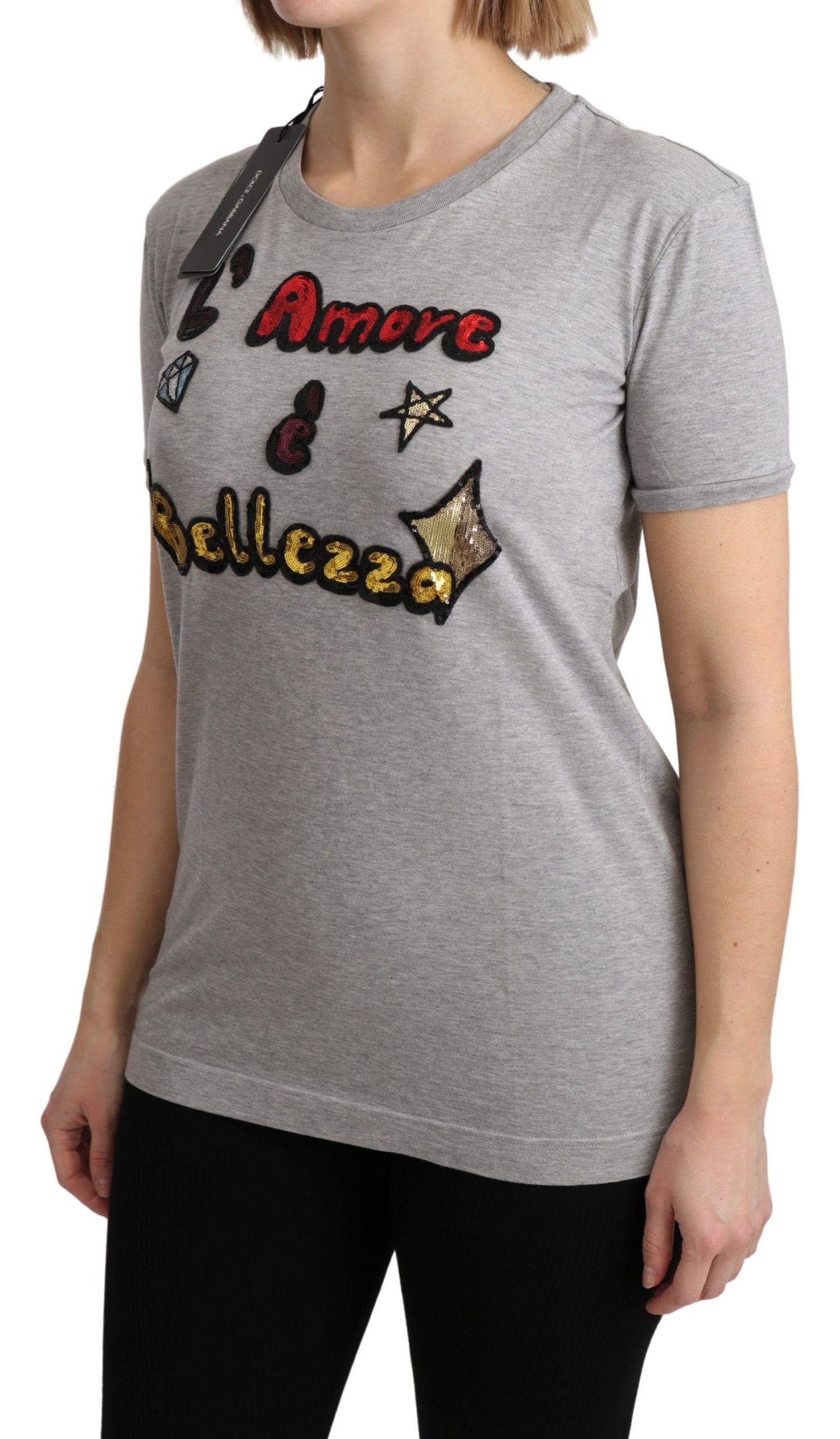 Sequined Motive Cotton Tee