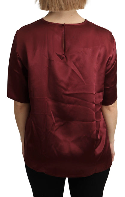 Elegante zijden bordeauxblouse