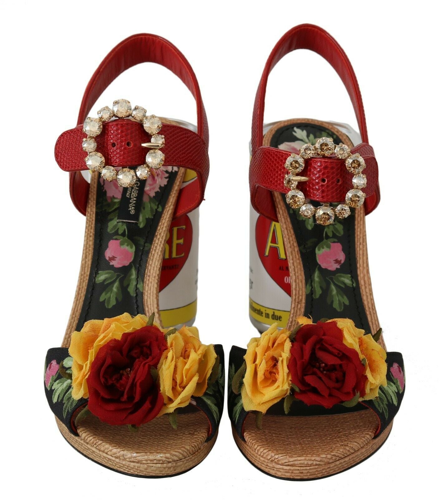 Sandalias con adornos de cristal floral multicolor